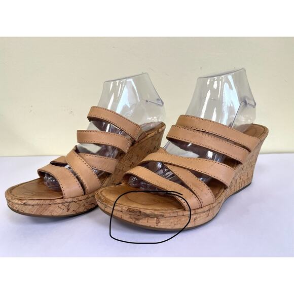 Born Tan Leather Strappy Sandals Women’s Size 9 Slip On Comfort Shoe - Picture 9 of 15